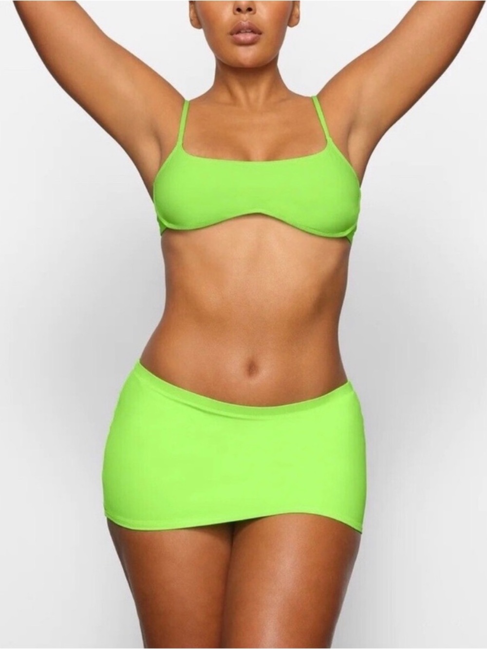 SKIMS Swim Micro Mini Skirt Cover Up Neon Green 2X Tube Beach Sold Out NWT